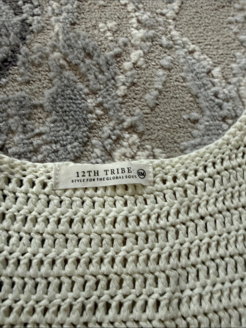 12th Tribe Cream Crochet Cropped Tank - Picture 2 of 2